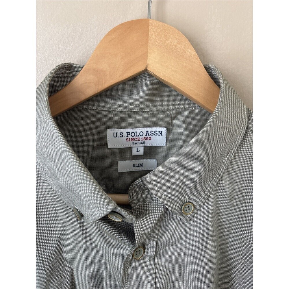 U.S. Polo Assn Men’s Size L Gray Button Down Shirt Slim Fit Long Sleeve Casual - Picture 3 of 7